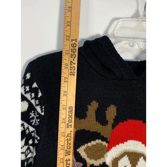 Santa's Favorite Rudolph Knit Hoodie Sweater (or size small sweater dress) - Picture 6 of 8